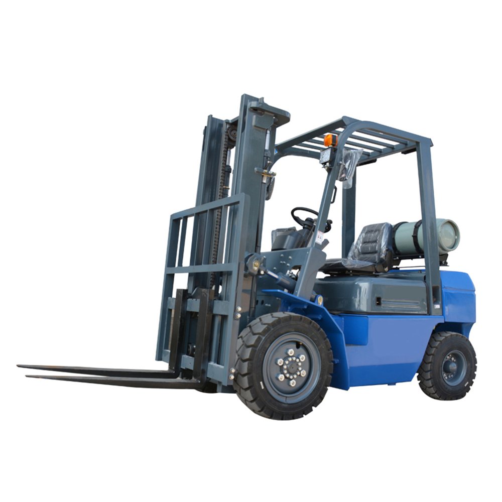 Blue forklift isolated on white background